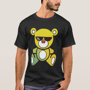 Funny Meme Teddy Bear u2013 Pixel Sunglasses Stree T-Shirt