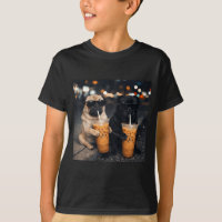 Funny meme two pugs drinking iced coffee