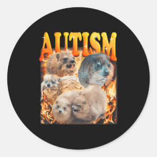 Funny Meme Woodchucks Groundhogs Autistic Autism A Classic Round Sticker