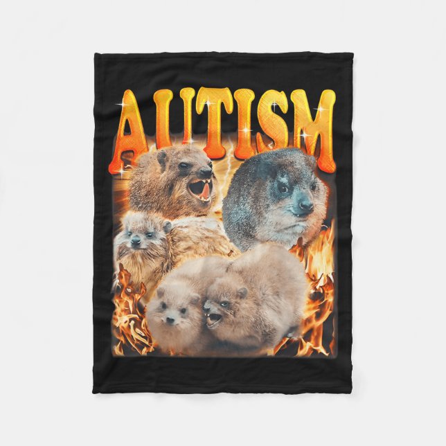 Funny Meme Woodchucks Groundhogs Autistic Autism A Fleece Blanket (Front)