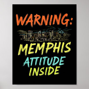Funny Memphis Tennessee Night Skyline Vintage Tank Poster