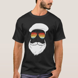 Funny Men Beard Beret Cap Vintage Sunglasses Beard T-Shirt