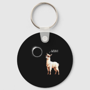 Funny Men Total Solar Eclipse Llama Woah Keychain