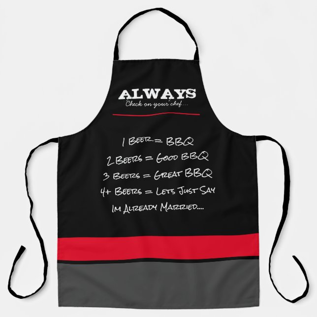 Funny Mens Apron - Black & Red (Front)