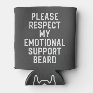 Funny Men's Emotional Support Beard Joke Gift Can Cooler