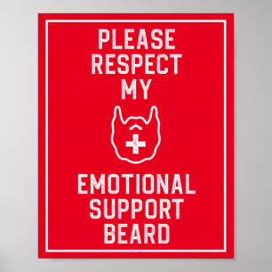 Funny Men's Emotional Support Beard Joke Gift Post Poster