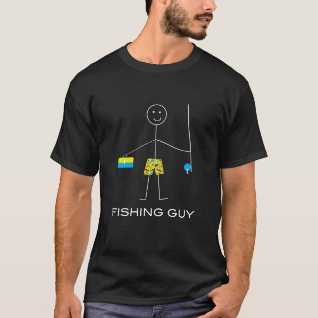 Funny Mens Fishing Stick Fishing Guy T-Shirt (Front)