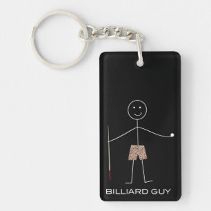 Funny Mens Pool Player, Boys Billiard Player Gift Keychain