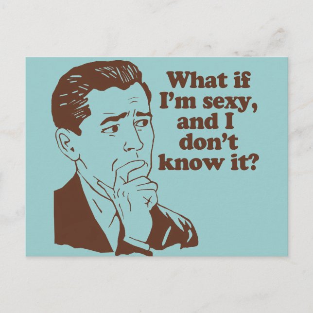 Funny Mens Retro Style Humour Postcard (Front)