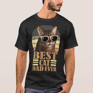 Funny Mens Vintage Retro Best Cat Dad Ever T-Shirt