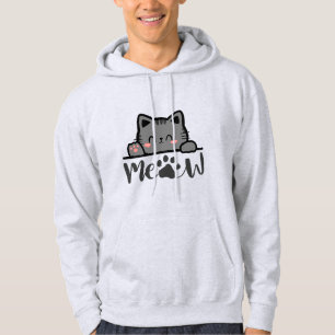 Funny 'Meow' Cat Lover T-Shirt - Cute Kitty Design Hoodie