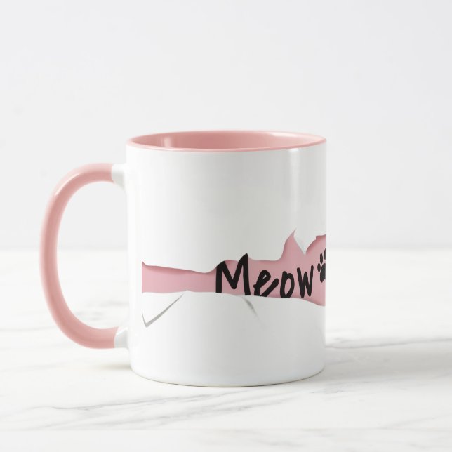 Funny “Meow” Cat with Glasses Design Mug (Left)