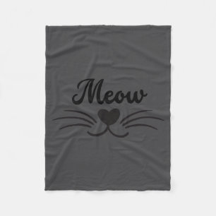 Funny Meow Kitty Cat Mustache And Whisker Fleece Blanket