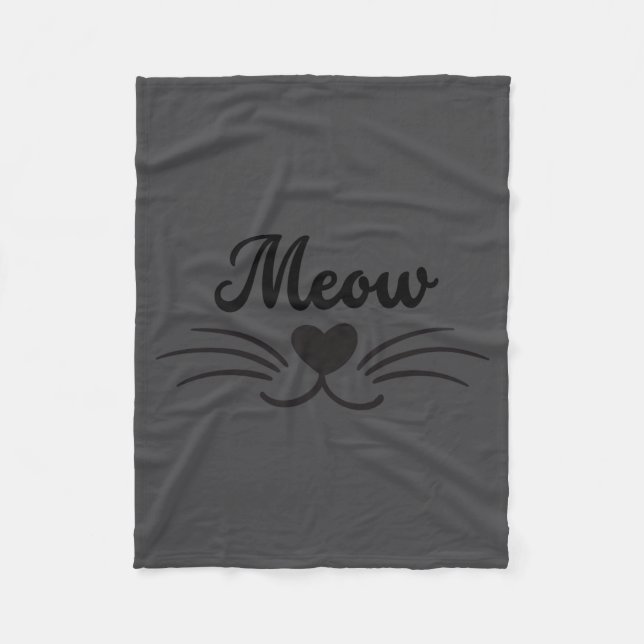 Funny Meow Kitty Cat Mustache And Whisker  Fleece Blanket (Front)