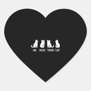 Funny Meow Kitty Un Deux Trois Cat Funny Black Cat Heart Sticker