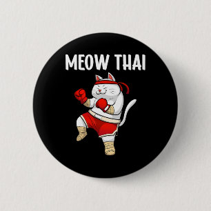 Funny Meow Thai Design For Men Women Muay Thai Box 2 Inch Round Button