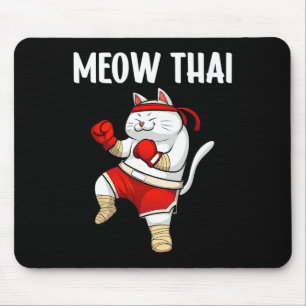 Funny Meow Thai Design For Men Women Muay Thai Box Mouse Pad