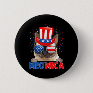 Funny Meowica Siamese Cat Lover Owner Usa Flag 4th 2 Inch Round Button