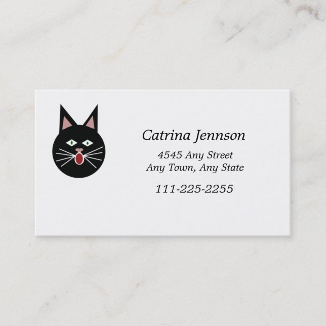Funny Meowing Cat  Business Card (Front)
