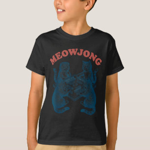 Funny meowjong cat playing mahjong retro T-Shirt