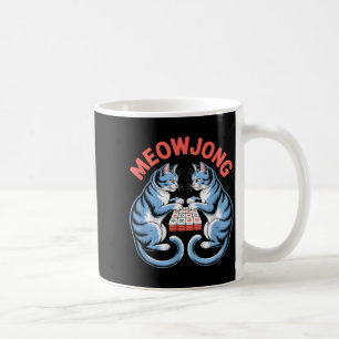 Funny meowjong cats playing mahjong tiles humourou coffee mug