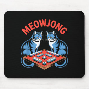 Funny meowjong cats playing mahjong tiles humourou mouse pad