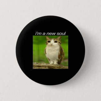 Funny Meowl Cat Owl Brainrot Cursed Internet Silly 2 Inch Round Button