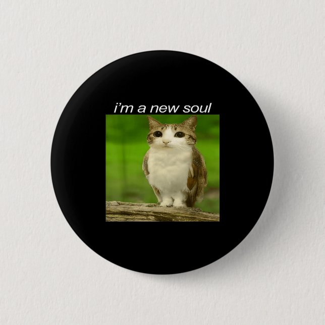 Funny Meowl Cat Owl Brainrot Cursed Internet Silly 2 Inch Round Button (Front)