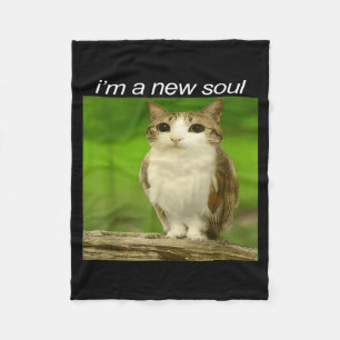 Funny Meowl Cat Owl Brainrot Cursed Internet Silly Fleece Blanket