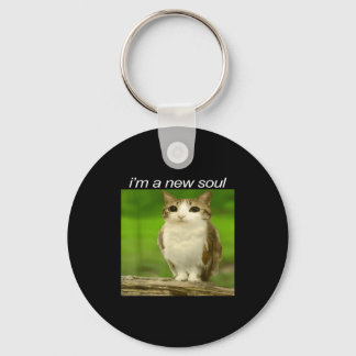 Funny Meowl Cat Owl Brainrot Cursed Internet Silly Keychain