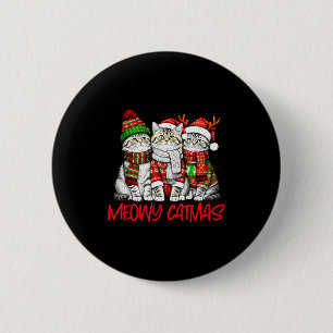 Funny Meowy Catmas Christmas Cats Ugly Sweater Gra 2 Inch Round Button