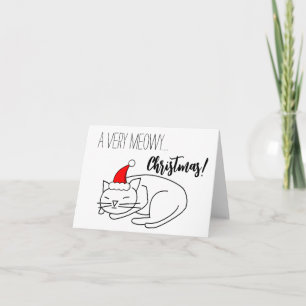 Funny Meowy Christmas Holiday Blank Inside Card