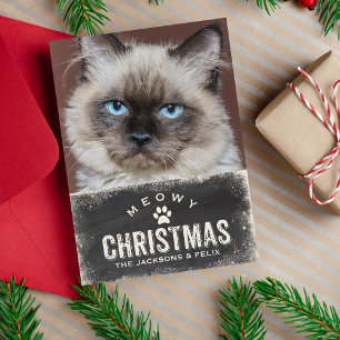 Funny Meowy Christmas Holiday Cat Photo Card