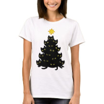 Funny Meowy Kawaii Black Cats Christmas Tree