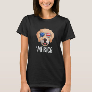 Funny Merica Golden Retriever Dog 4th Of July Amer T-Shirt