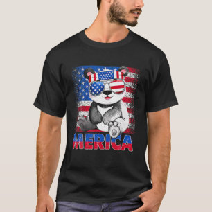 Funny Merica Panda Bear With USA Flag Headband 4Th T-Shirt