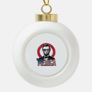 Funny Merica Patriotic President Vintage Vector De Ceramic Ball Christmas Ornament