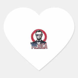 Funny Merica Patriotic President Vintage Vector De Heart Sticker