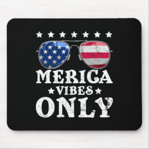 Funny Merica Vibes Only American Flag Sungles 4th  Mouse Pad