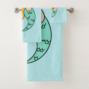 Funny Mermaid custom name & colour towel set