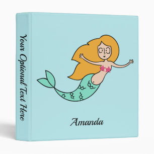 Funny Mermaid custom name, text & colour binders
