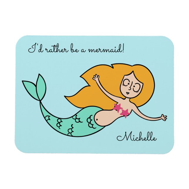 Funny Mermaid custom name & text magnet (Horizontal)