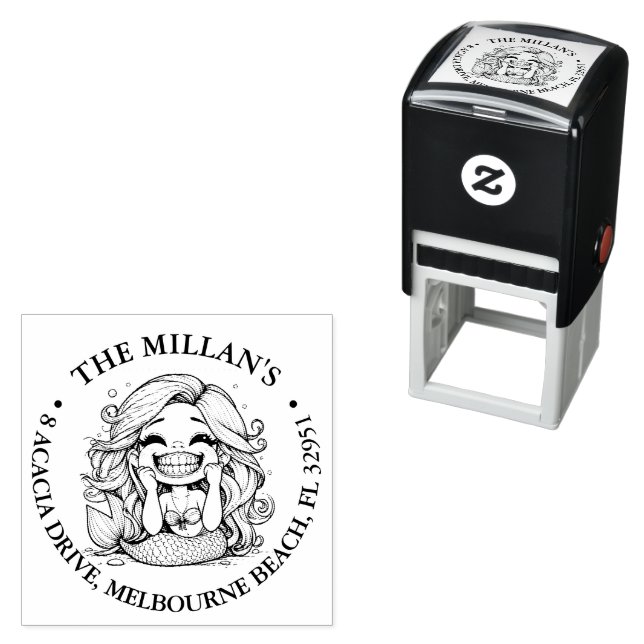 Funny Mermaid Party  theme Self-inking Stamp (In Situ)