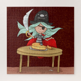 Funny Mermaid Pirate Cutting Cheese Illustration Jigsaw Puzzle