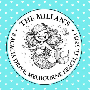 Funny Mermaid Pool Party theme Self-inking Stamp