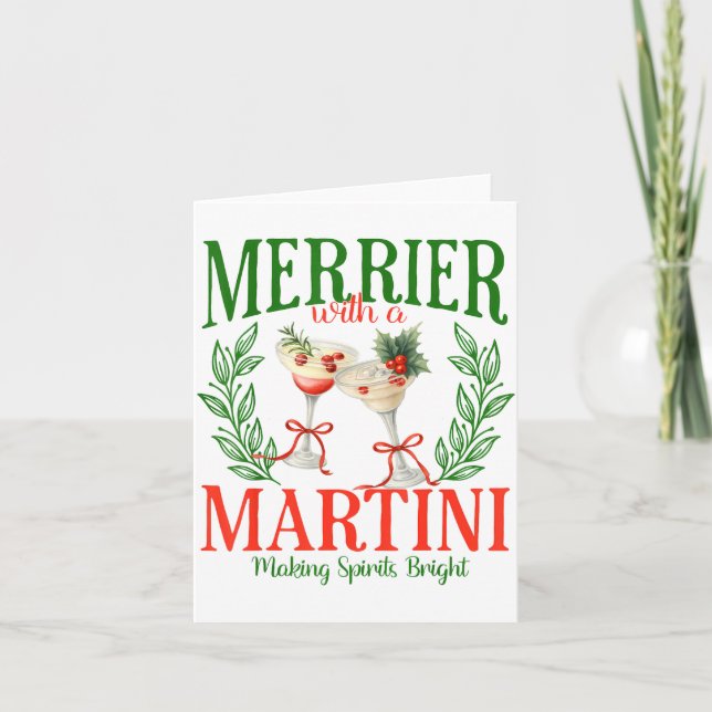 Funny Merrier With A Martini Bachelorette Merry Ch Card (Front)