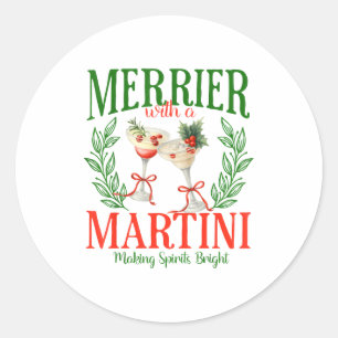 Funny Merrier With A Martini Bachelorette Merry Ch Classic Round Sticker