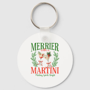 Funny Merrier With A Martini Bachelorette Merry Ch Keychain