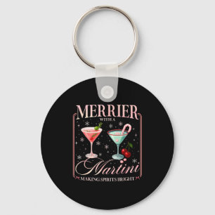 Funny Merrier With A Martini Bachelorette Merry Ch Keychain