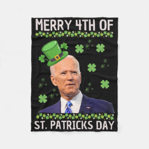 Funny Merry 4th Of St Patricks Day Confused Joe Bi Fleece Blanket